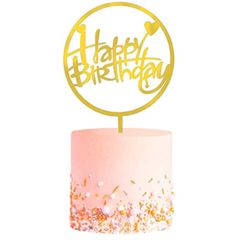 Q2party Happy Birthday Taartopper Taart Versiering Goud