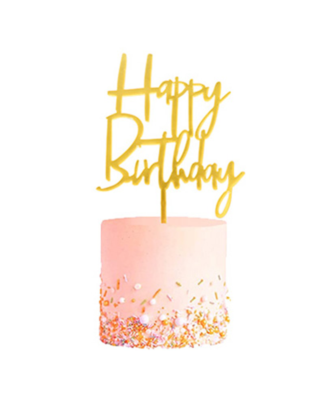 Q2party Happy Birthday Taartopper Taart Versiering Goud