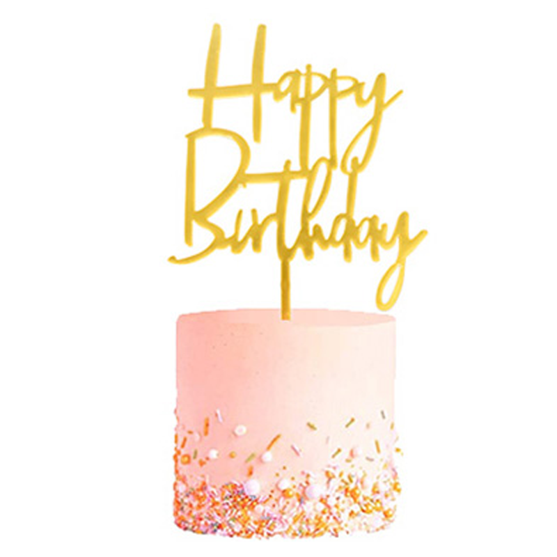 Q2party Happy Birthday Taartopper Taart Versiering Goud