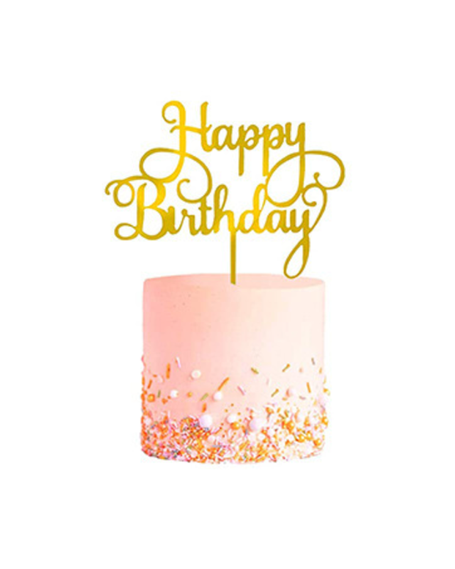 Q2party Happy Birthday Taartopper Taart Versiering Goud