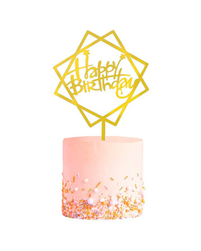 Q2party Happy Birthday Taartopper Taart Versiering Goud