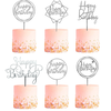 Happy Birthday Taartopper Taart Versiering Zilver Set 6 Stuks