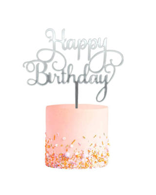 Q2party Happy Birthday Taartopper Taart Versiering Zilver