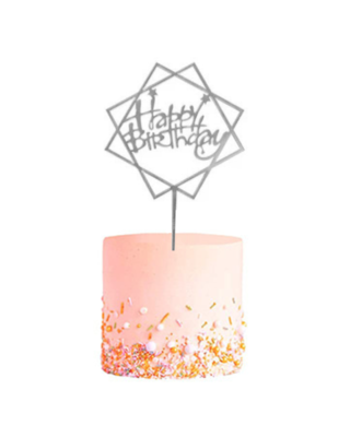Q2party Happy Birthday Taartopper Taart Versiering Zilver