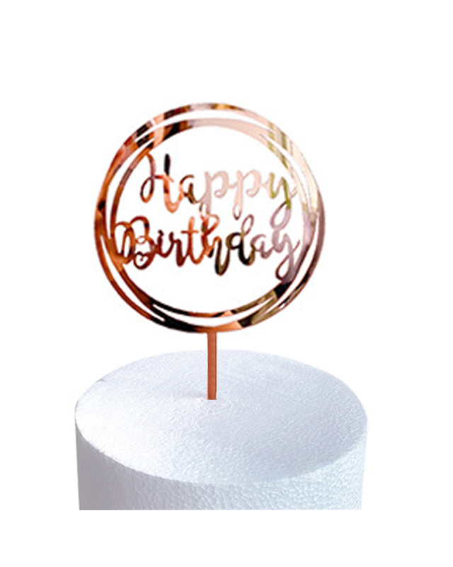 Q2party Happy Birthday Taartopper Taart Versiering Rose Goud