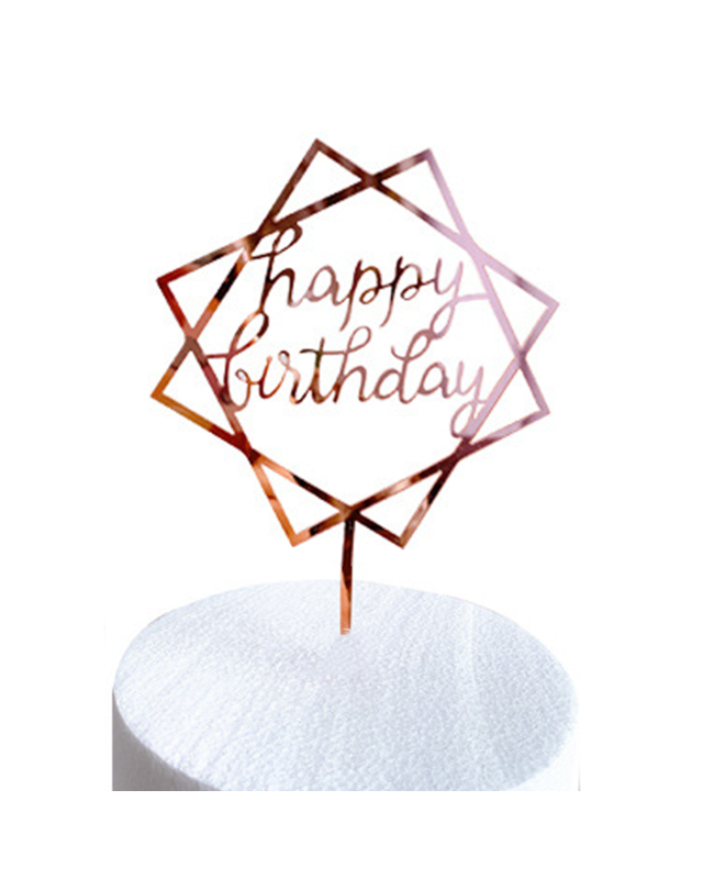 Q2party Happy Birthday Taartopper Taart Versiering Rose Goud