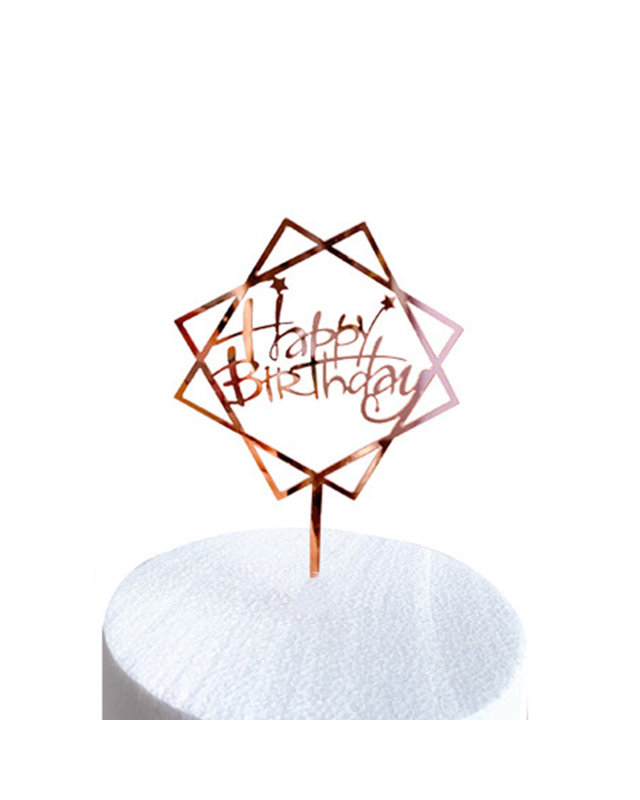 Q2party Happy Birthday Taartopper Taart Versiering Rose Goud