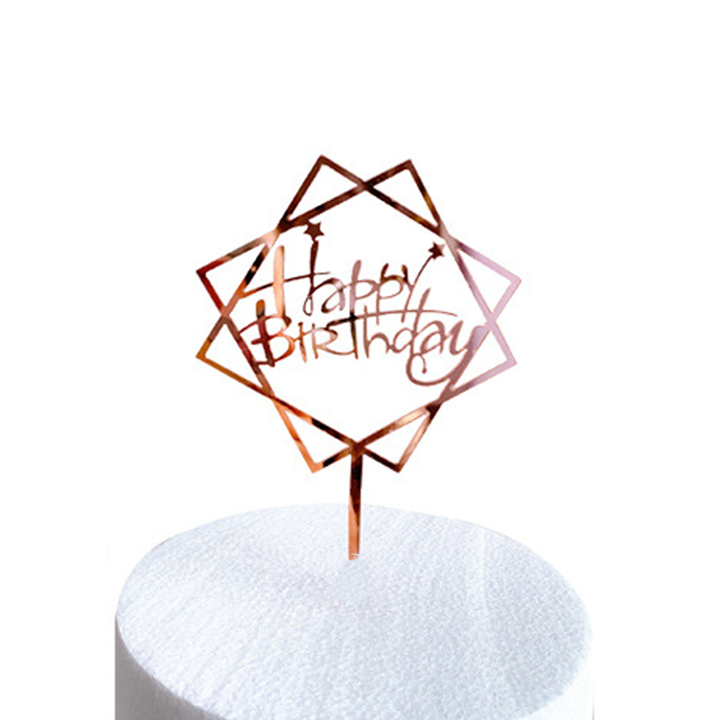 Q2party Happy Birthday Taartopper Taart Versiering Rose Goud