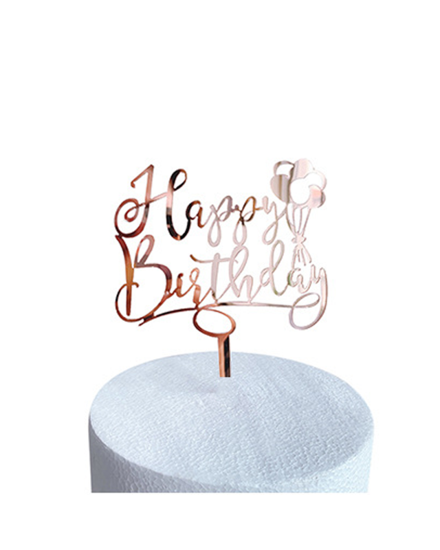 Q2party Happy Birthday Taartopper Taart Versiering Rose Goud