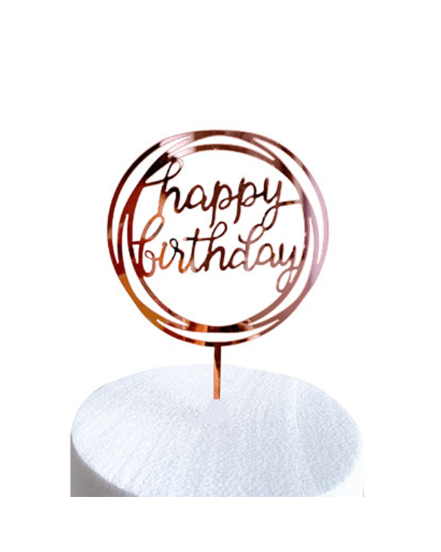 Q2party Happy Birthday Taartopper Taart Versiering Rose Goud