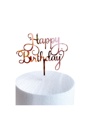 Q2party Happy Birthday Taartopper Taart Versiering Rose Goud