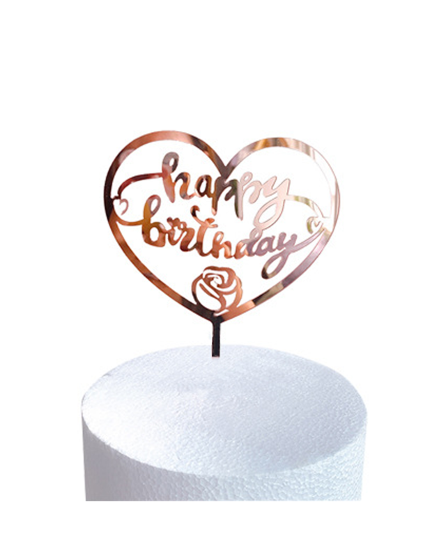 Q2party Happy Birthday Taartopper Taart Versiering Rose Goud