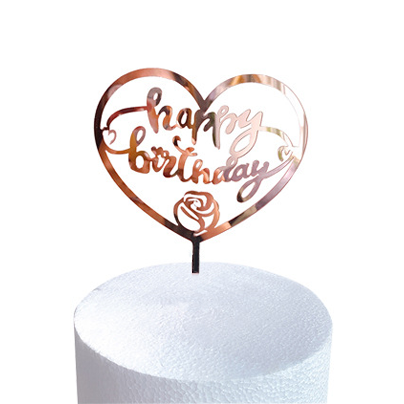 Q2party Happy Birthday Taartopper Taart Versiering Rose Goud