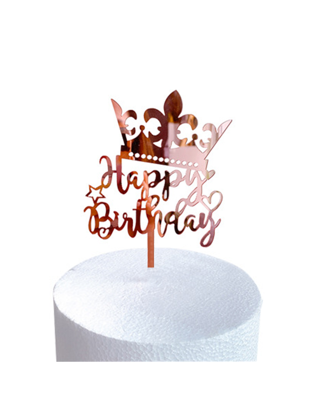 Q2party Happy Birthday Taartopper Taart Versiering Rose Goud