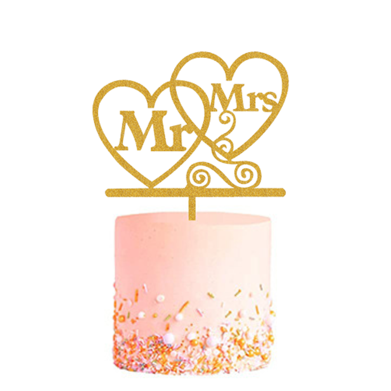 Q2party Huwelijk Bruiloft Taartopper Taart Versiering Goud