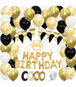 Q2party Happy Birthday Ballonnen Verjaardags Pakket Goud