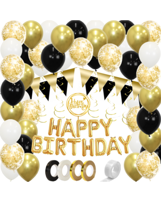 Q2party Happy Birthday Ballonnen Verjaardags Pakket Goud