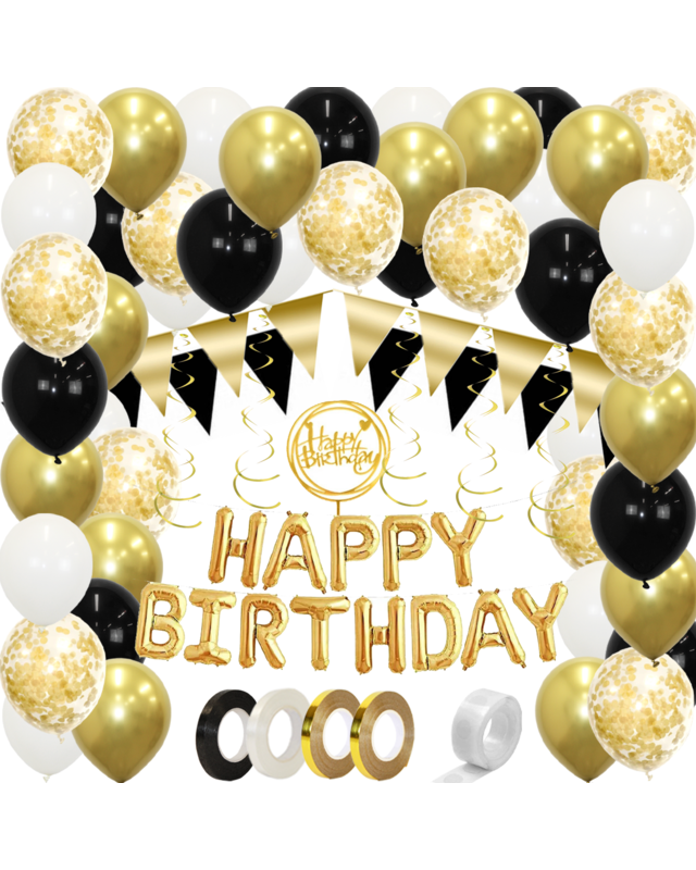 Q2party Happy Birthday Ballonnen Verjaardags Pakket Goud