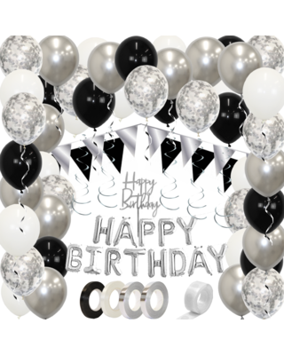 Q2party Happy Birthday Ballonnen Verjaardags Pakket Zilver