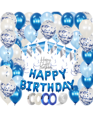 Q2party Happy Birthday Ballonnen Verjaardags Pakket Blauw