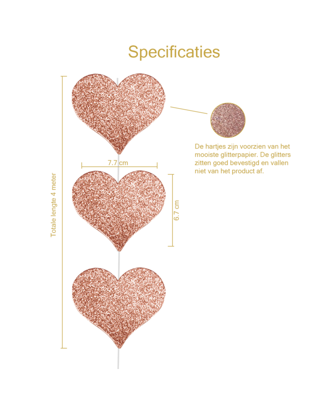 Q2party Hartjes Slinger Rose Goud Versiering 4 Meter
