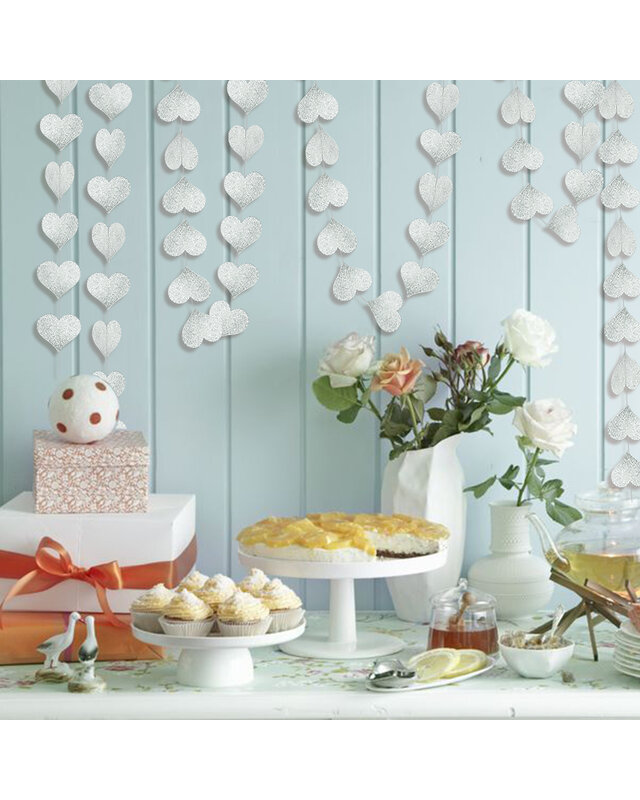 Q2party Hartjes Slinger Zilver Versiering 4 Meter