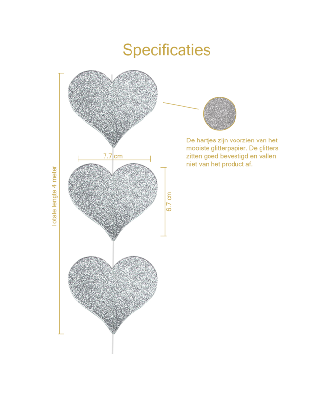 Q2party Hartjes Slinger Zilver Versiering 4 Meter