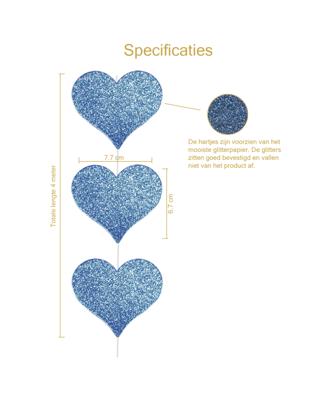Q2party Hartjes Slinger Blauw Versiering 4 Meter