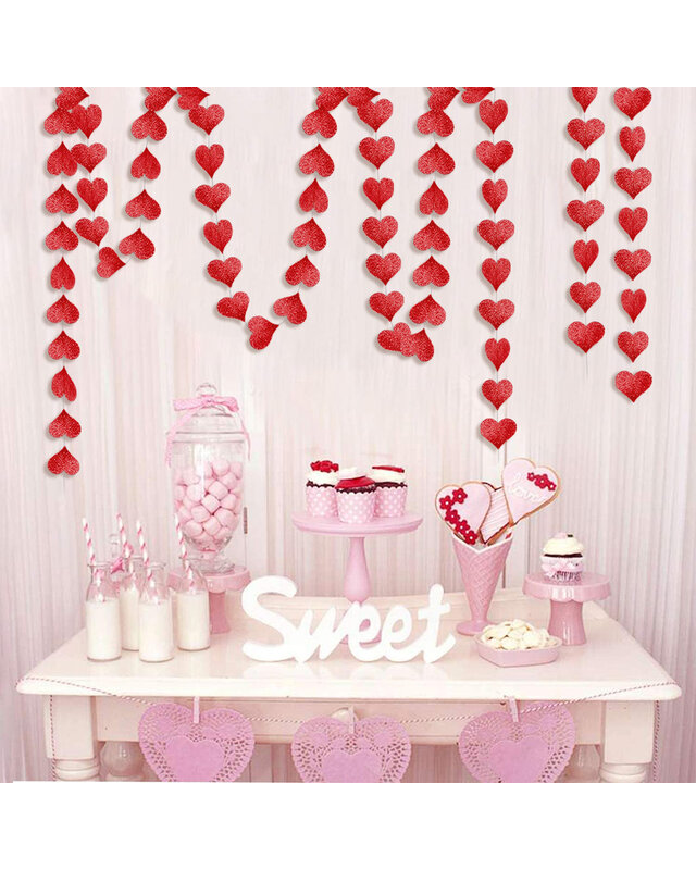 Q2party Hartjes Slinger Rood Versiering 4 Meter