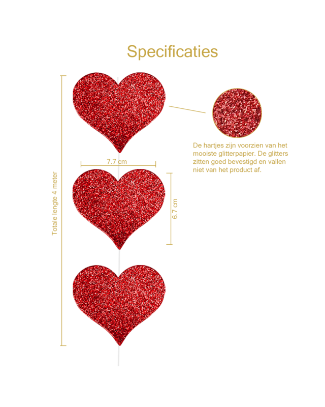 Q2party Hartjes Slinger Rood Versiering 4 Meter