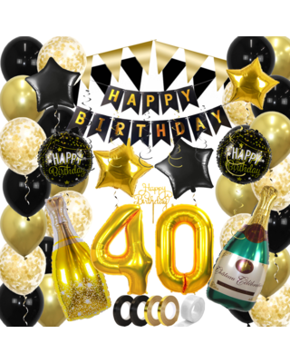 Q2party 40 Jaar Zwart Goud Versiering Slingers Pakket