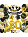 Q2party 80 Jaar Zwart Goud Versiering Slingers Pakket