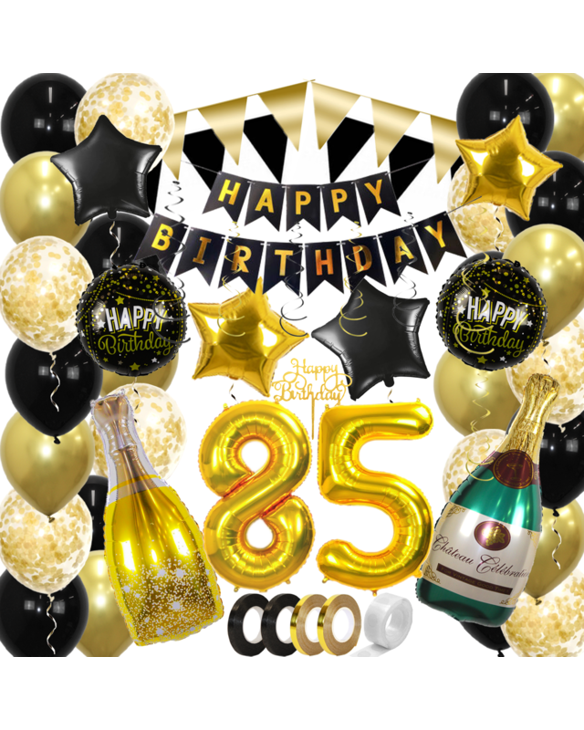 Q2party 85 Jaar Zwart Goud Versiering Slingers Pakket