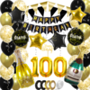100 Jaar Zwart Goud Versiering Slingers Pakket