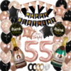 55 Jaar Zwart Rose Goud Versiering Slingers Pakket