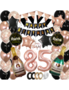 Q2party 85 Jaar Zwart Rose Goud Versiering Slingers Pakket