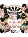 Q2party 100 Jaar Zwart Rose Goud Versiering Slingers Pakket