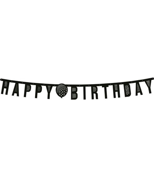 Haza Happy Birthday Letter Slinger Zwart 160 Cm