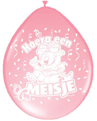 Folat Hoera Meisje Ballonnen Babyshower Decoratie 30 Cm 8 Stuks