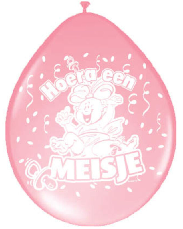 Folat Hoera Meisje Ballonnen Babyshower Decoratie 30 Cm 8 Stuks
