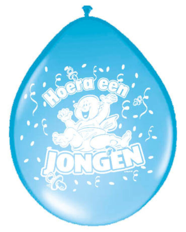 Folat Hoera Jongen Ballonnen Babyshower Decoratie 30 Cm 8 Stuks