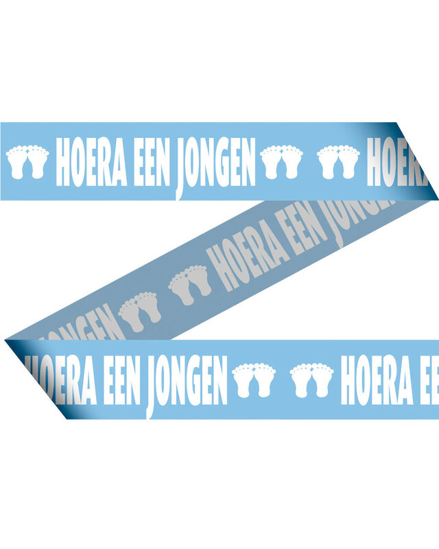 Folat Hoera Jongen Afzetlint Babyshower Decoratie 30 Cm 8 Stuks