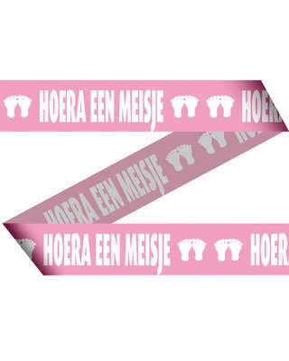 Folat Hoera Meisje Afzetlint Babyshower Decoratie 30 Cm 8 Stuks