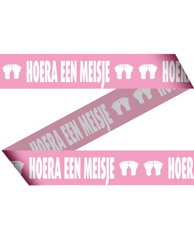 Folat Hoera Meisje Afzetlint Babyshower Decoratie 30 Cm 8 Stuks