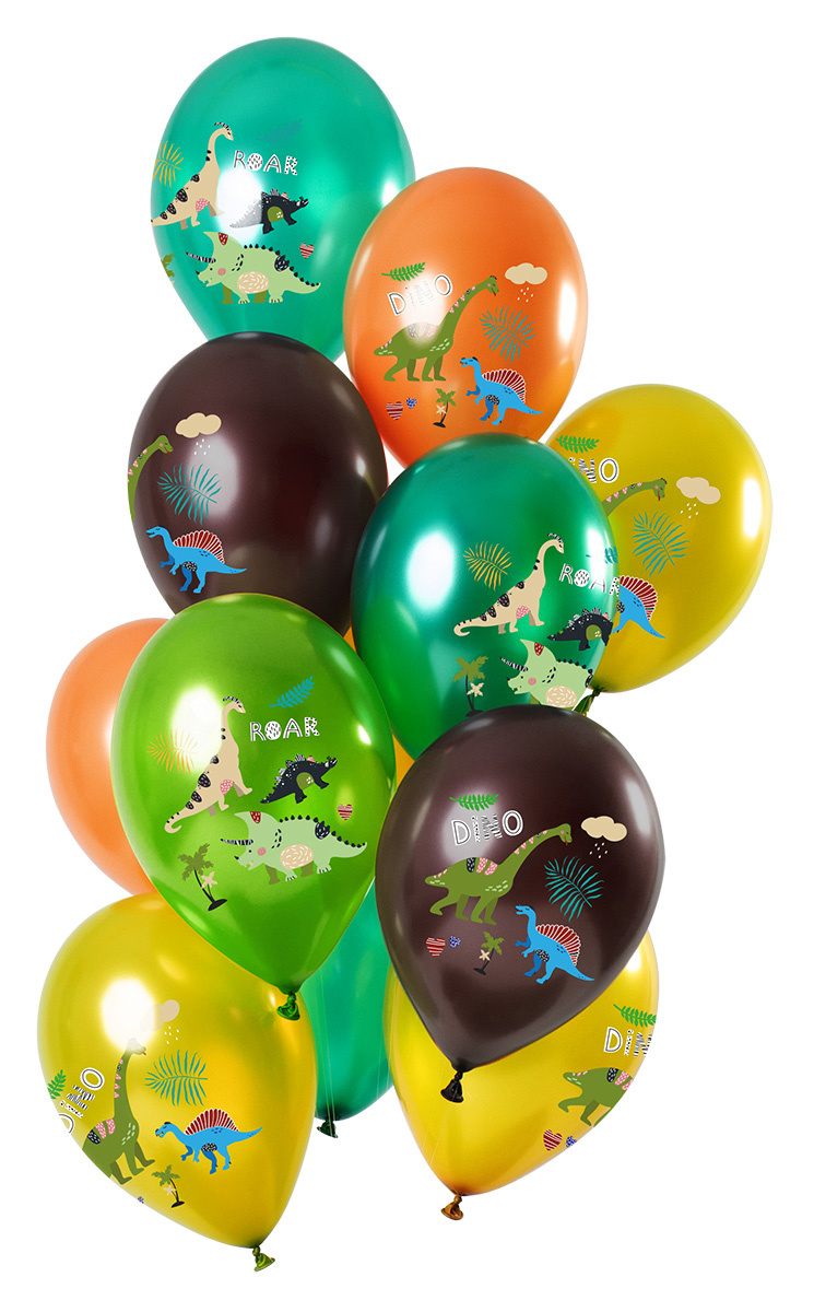 Folat Dino Ballonnen Verjaardag Versiering 30 Cm 12 Stuks