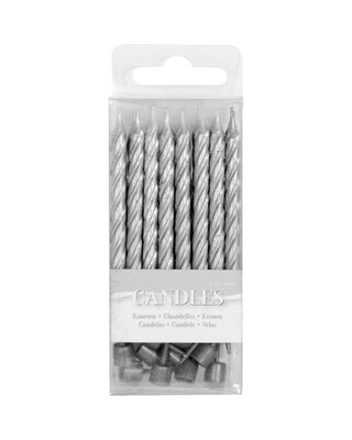 Folat Zilveren Taart Kaarsjes 16 Stuks