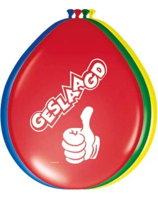 Folat Gekleurde geslaagd ballonnen 27cm 8 stuks