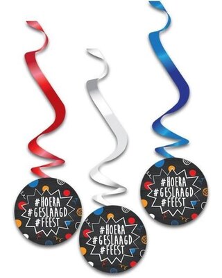 Haza Hoera Geslaagd Feest Swirls 3 stuks