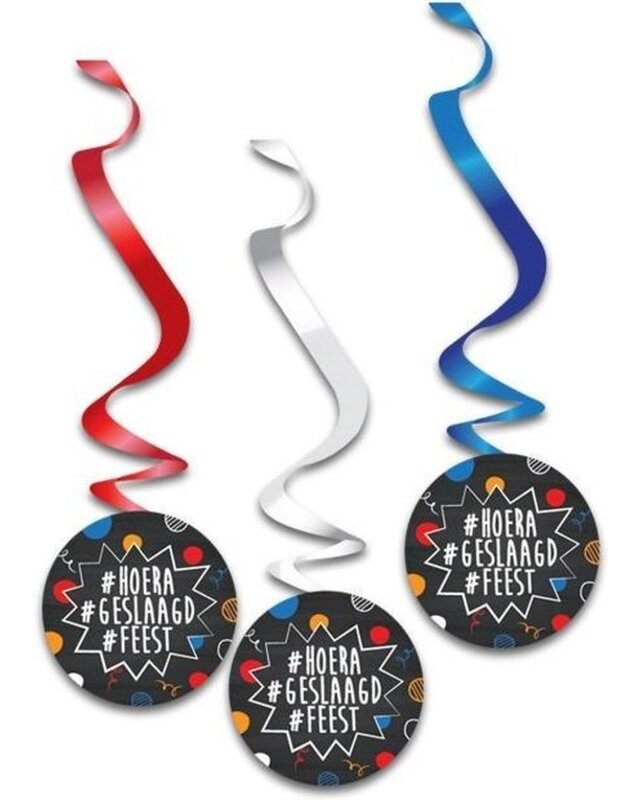 Haza Hoera Geslaagd Swirls 3 stuks