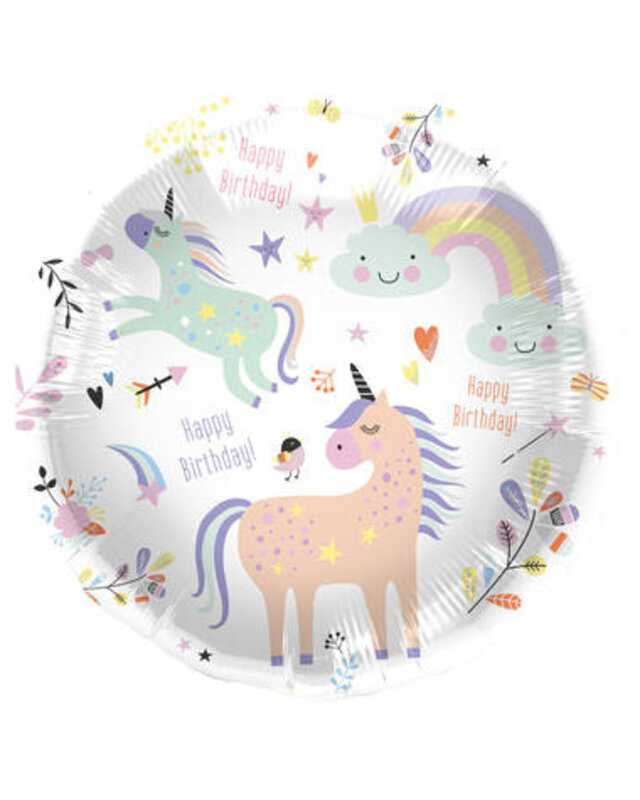 Folat Folieballon Unicorn Regenboog 45cm